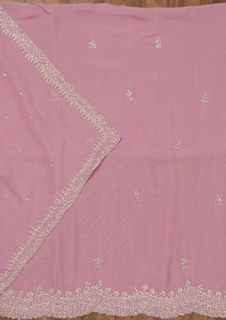 Lavender Stonework Tissue Unstitched Salwar Suit