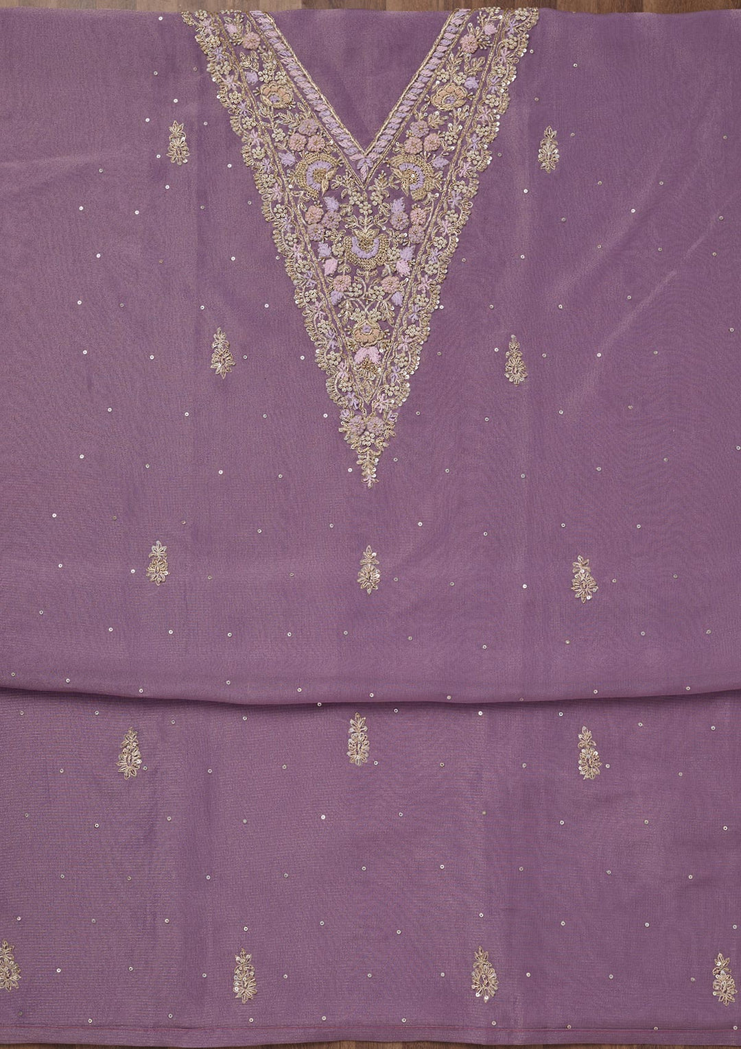 Lavender Stonework Tissue Unstitched Salwar Suit-Koskii