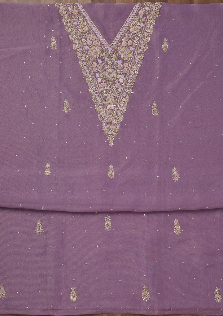 Lavender Stonework Tissue Unstitched Salwar Suit-Koskii