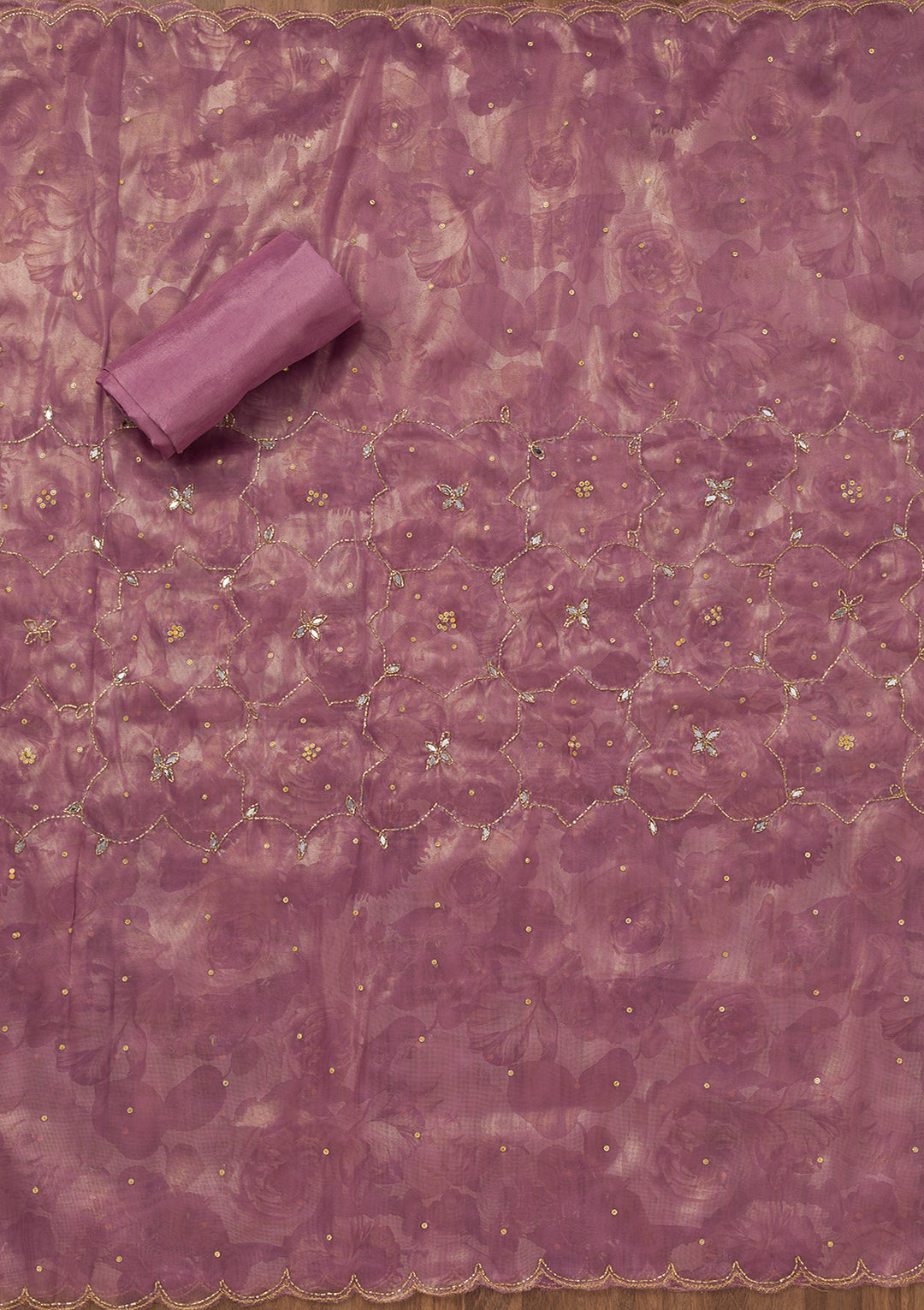 Lavender Stonework Tissue Unstitched Salwar Suit
