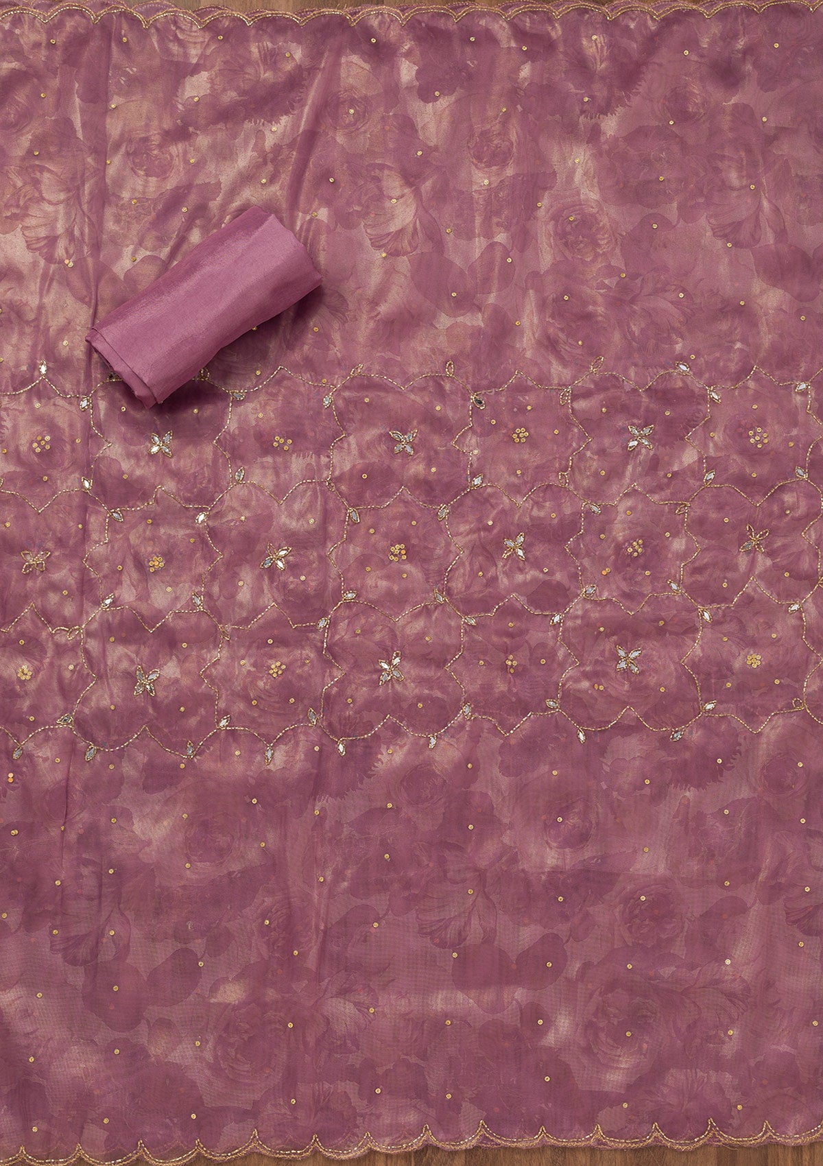 Lavender Stonework Tissue Unstitched Salwar Suit