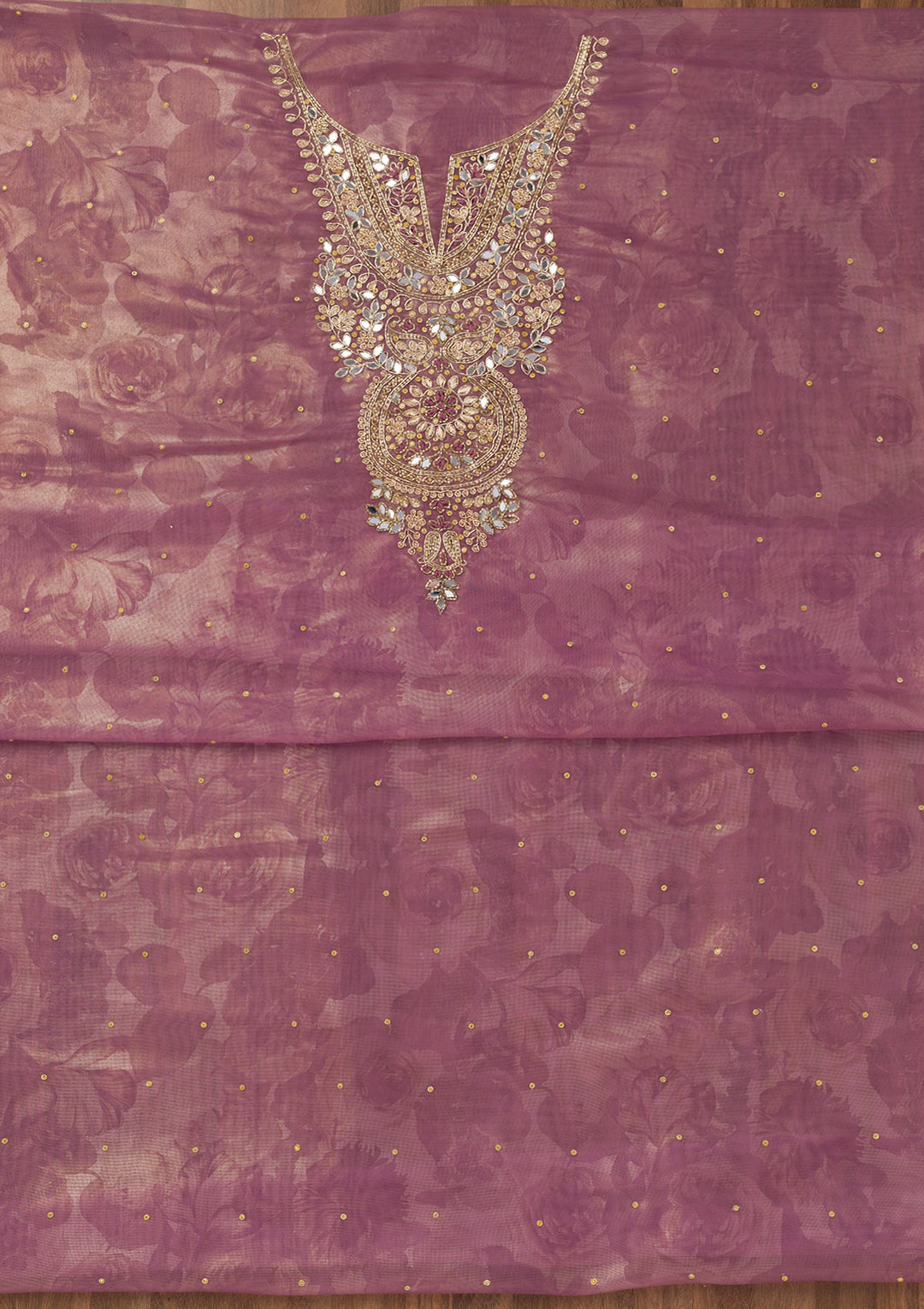 Lavender Stonework Tissue Unstitched Salwar Suit