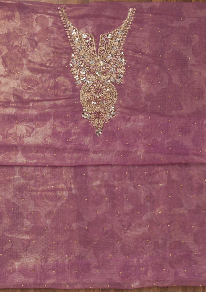 Lavender Stonework Tissue Unstitched Salwar Suit