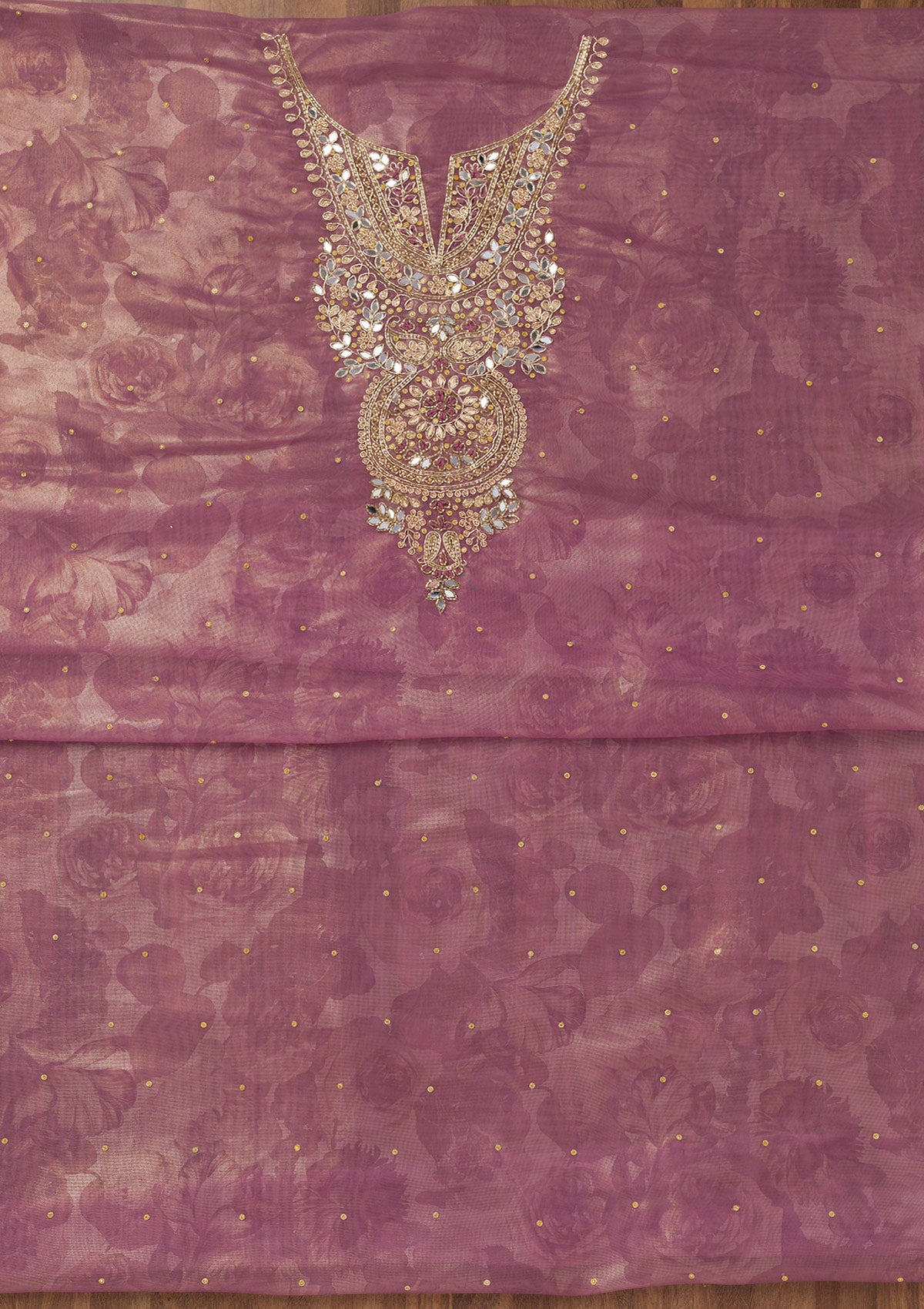 Lavender Stonework Tissue Unstitched Salwar Suit