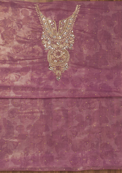 Lavender Stonework Tissue Unstitched Salwar Suit