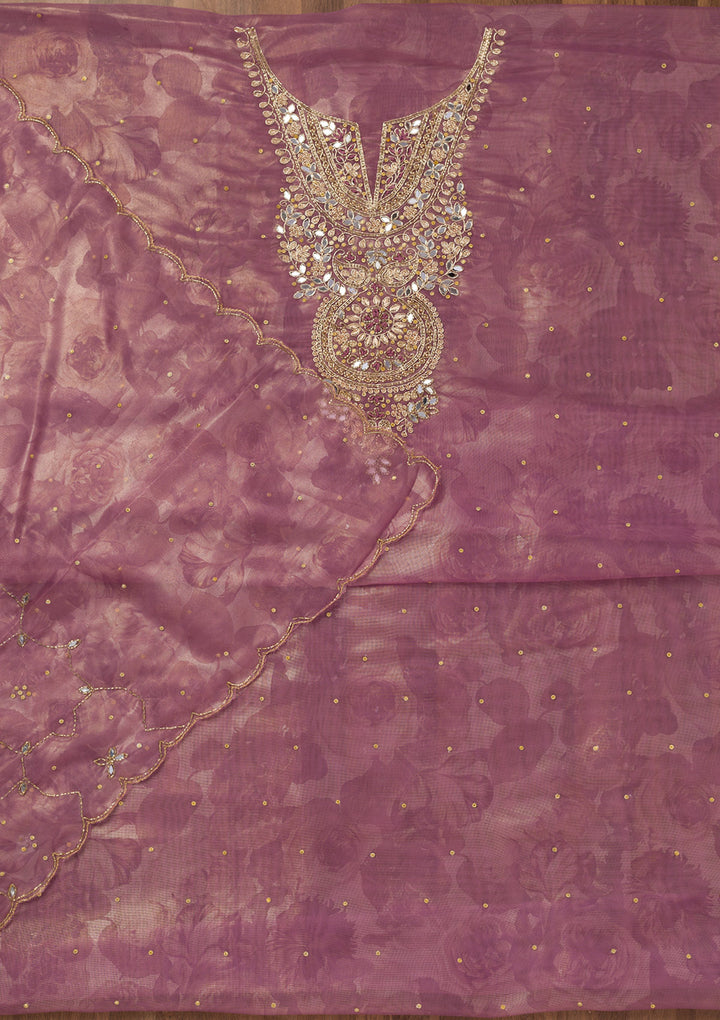 Lavender Stonework Tissue Unstitched Salwar Suit