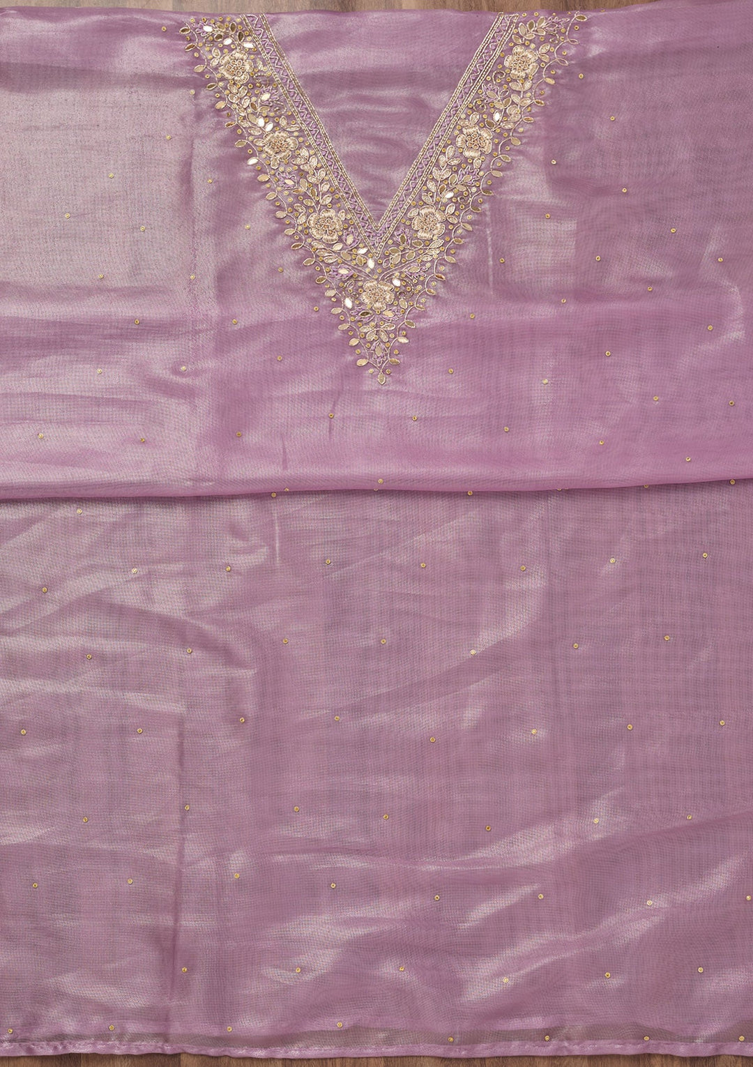 Lavender Stonework Tissue Unstitched Salwar Suit-Koskii
