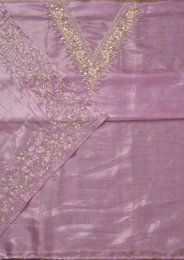 Lavender Stonework Tissue Unstitched Salwar Suit-Koskii