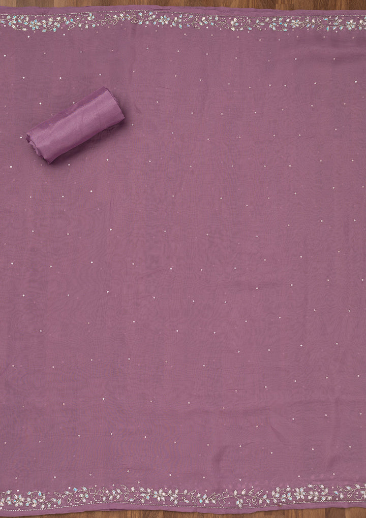 Lavender Stonework Tissue Unstitched Salwar Suit