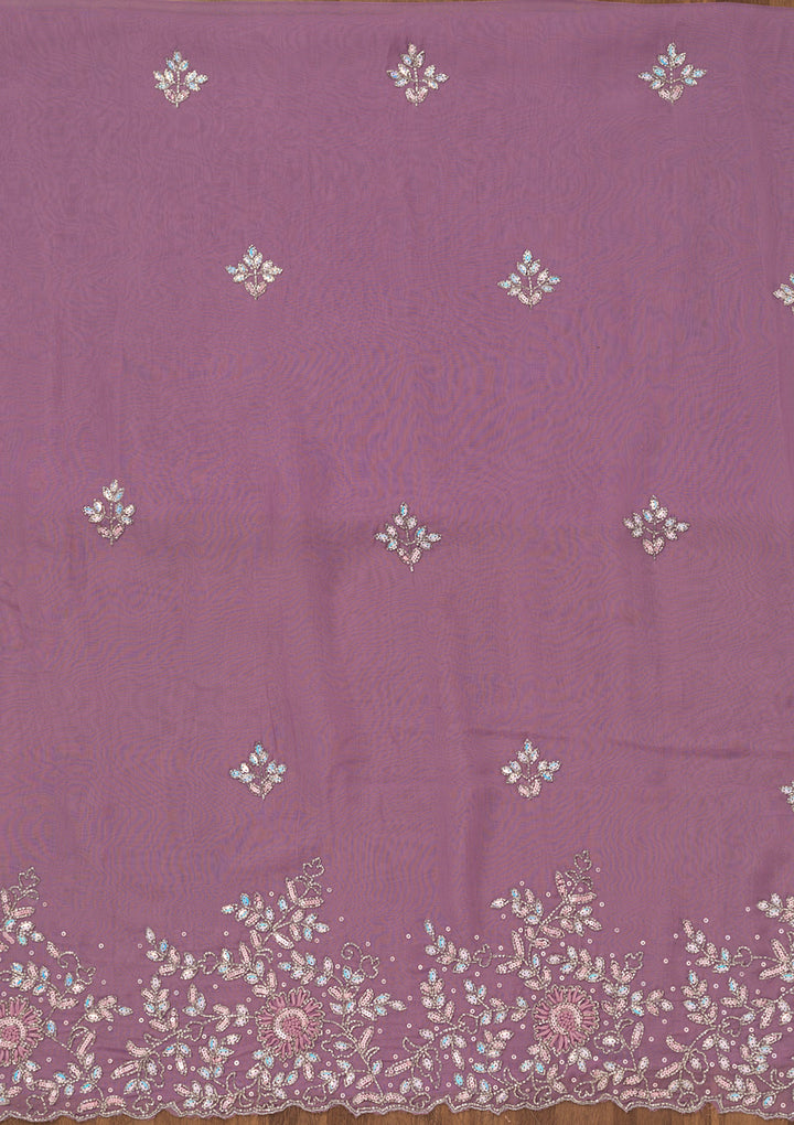 Lavender Stonework Tissue Unstitched Salwar Suit