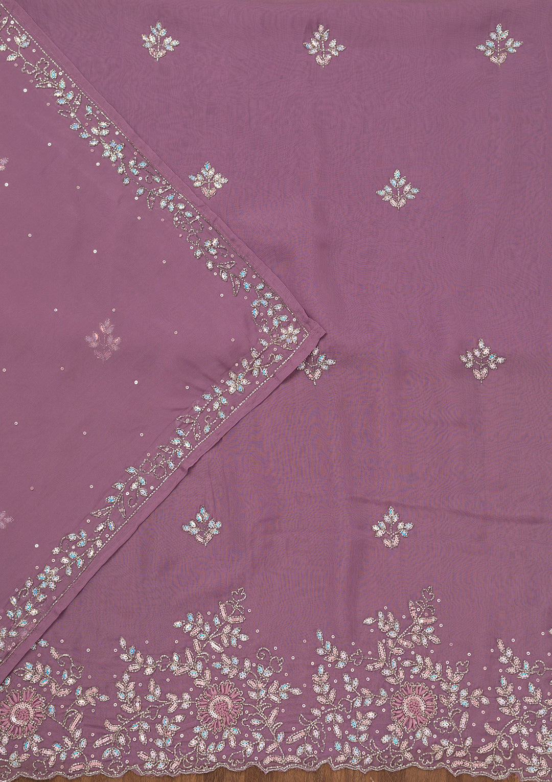 Lavender Stonework Tissue Unstitched Salwar Suit