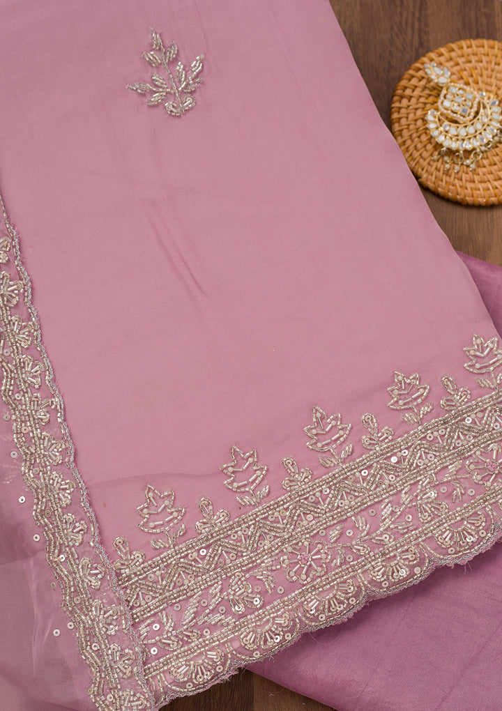 Lavender Stonework Tissue Unstitched Salwar Suit