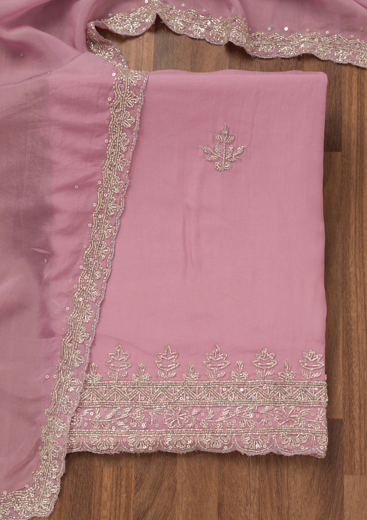 Lavender Stonework Tissue Unstitched Salwar Suit