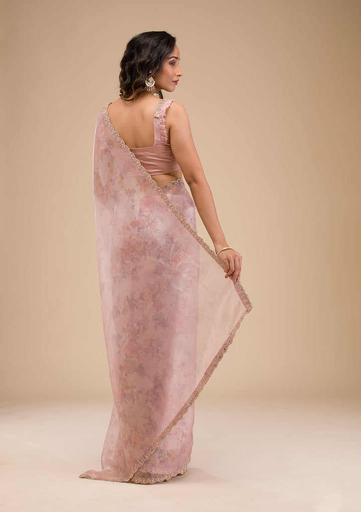 Lavender Stonework Tissue Saree-Koskii