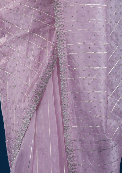 Lavender Stonework Tissue Saree-Koskii