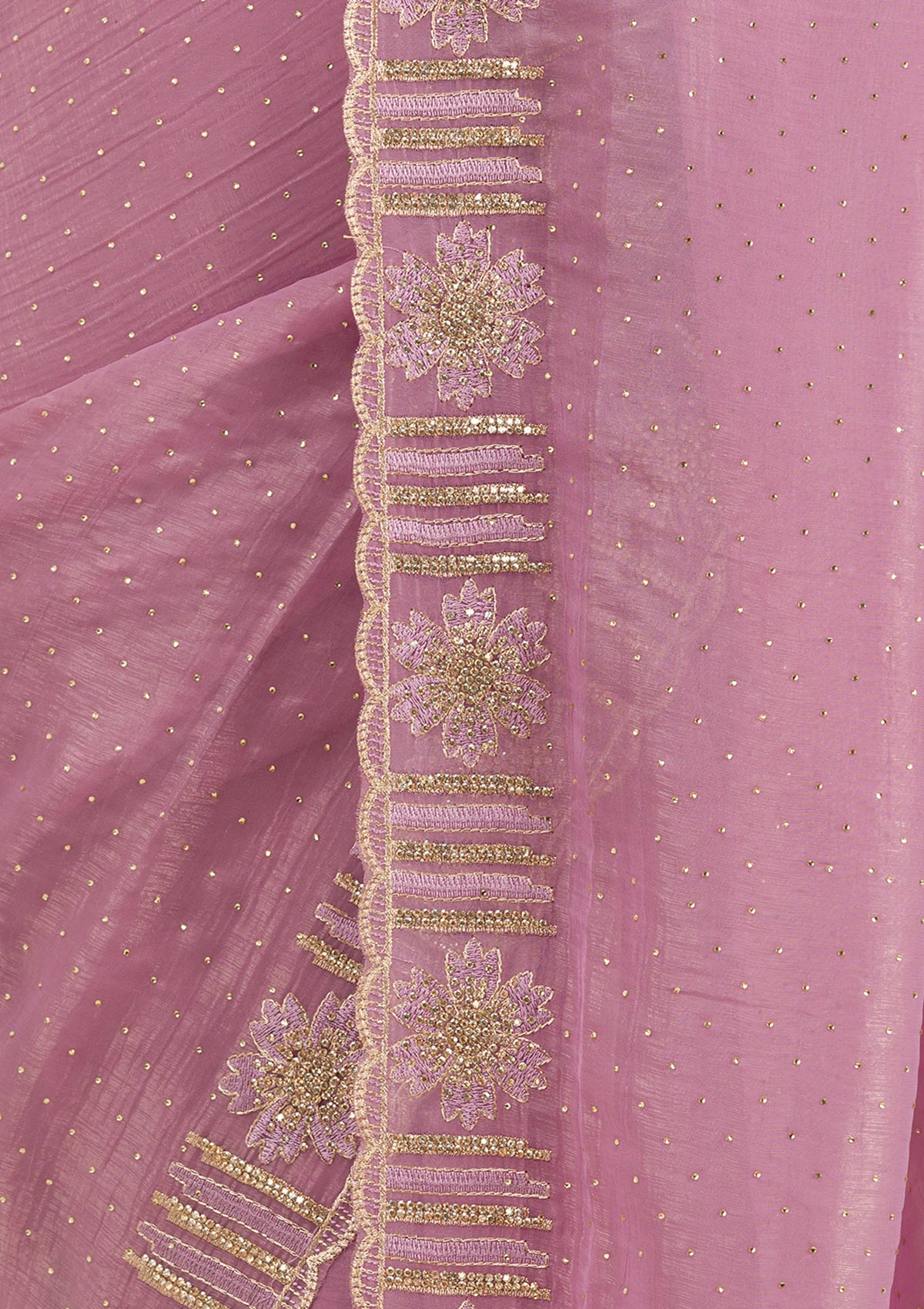 Lavender Stonework Tissue Saree