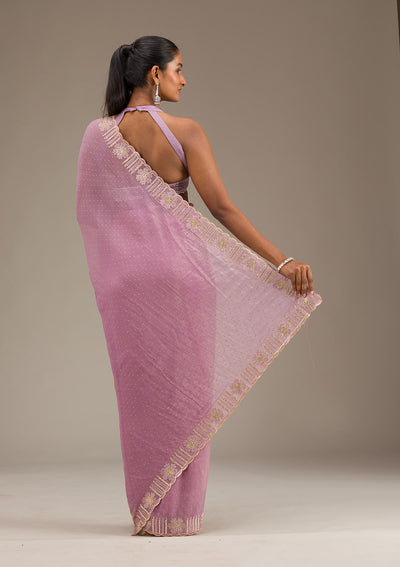 Lavender Stonework Tissue Saree