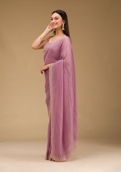 Lavender Stonework Tissue Saree