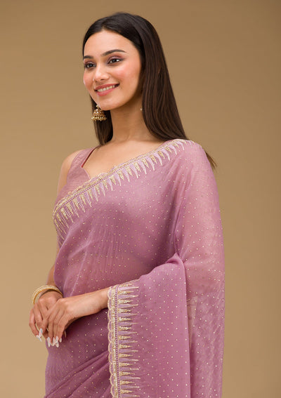 Lavender Stonework Tissue Saree