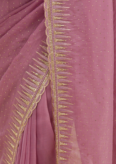 Lavender Stonework Tissue Saree