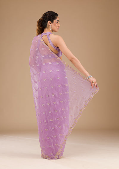 Lavender Stonework Tissue Saree