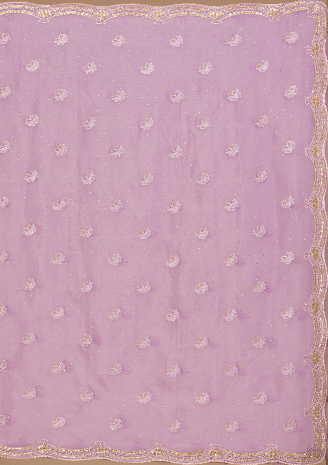 Lavender Stonework Tissue Saree