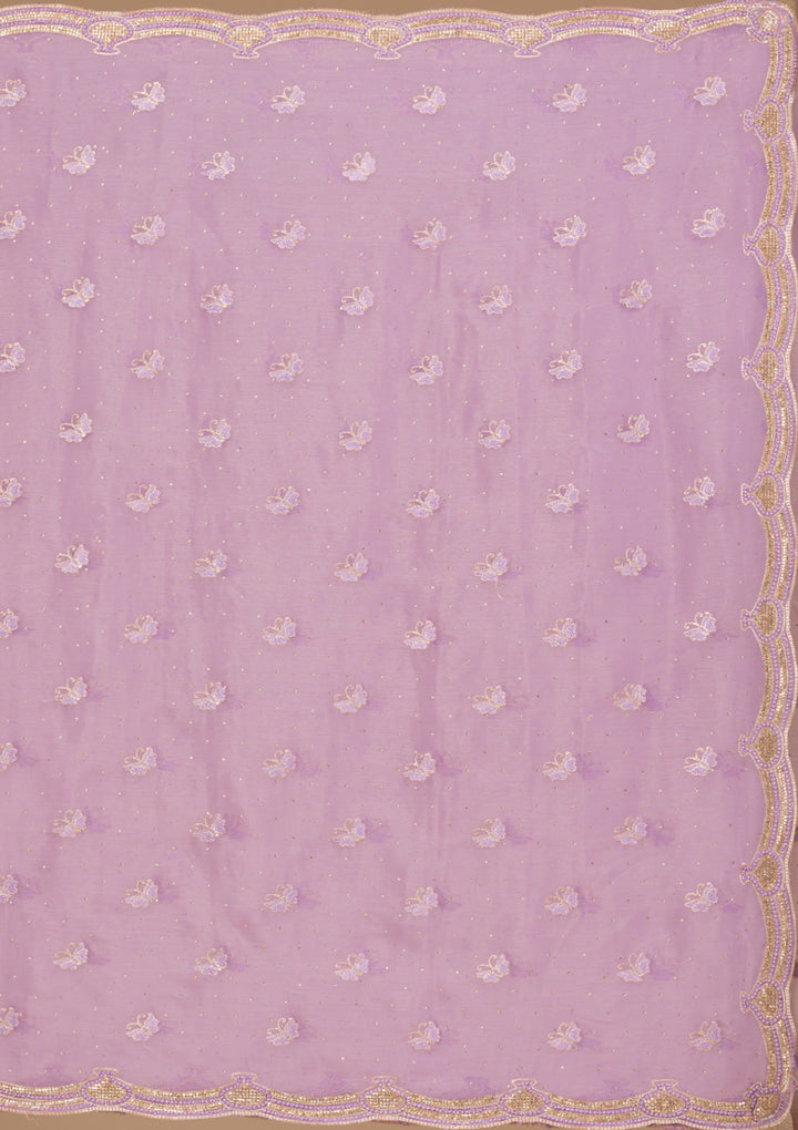 Lavender Stonework Tissue Saree