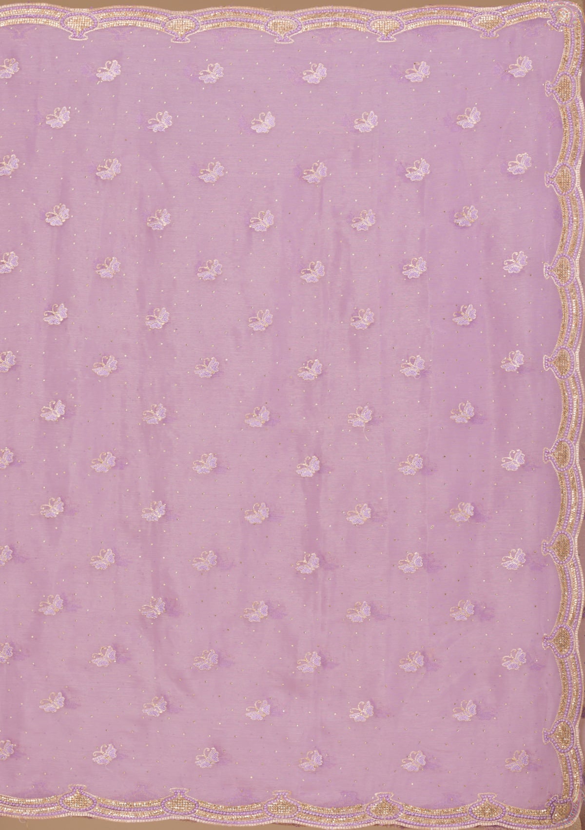 Lavender Stonework Tissue Saree