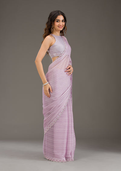 Lavender Swarovski Georgette Saree