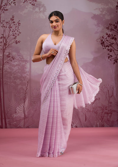 Lavender Swarovski Georgette Saree-Koskii