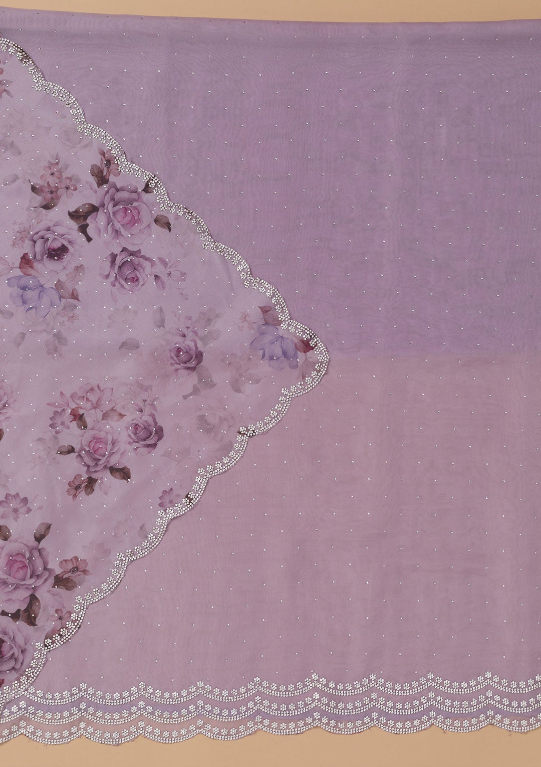 Lavender Swarovski Organza Unstitched Salwar Suit-Koskii