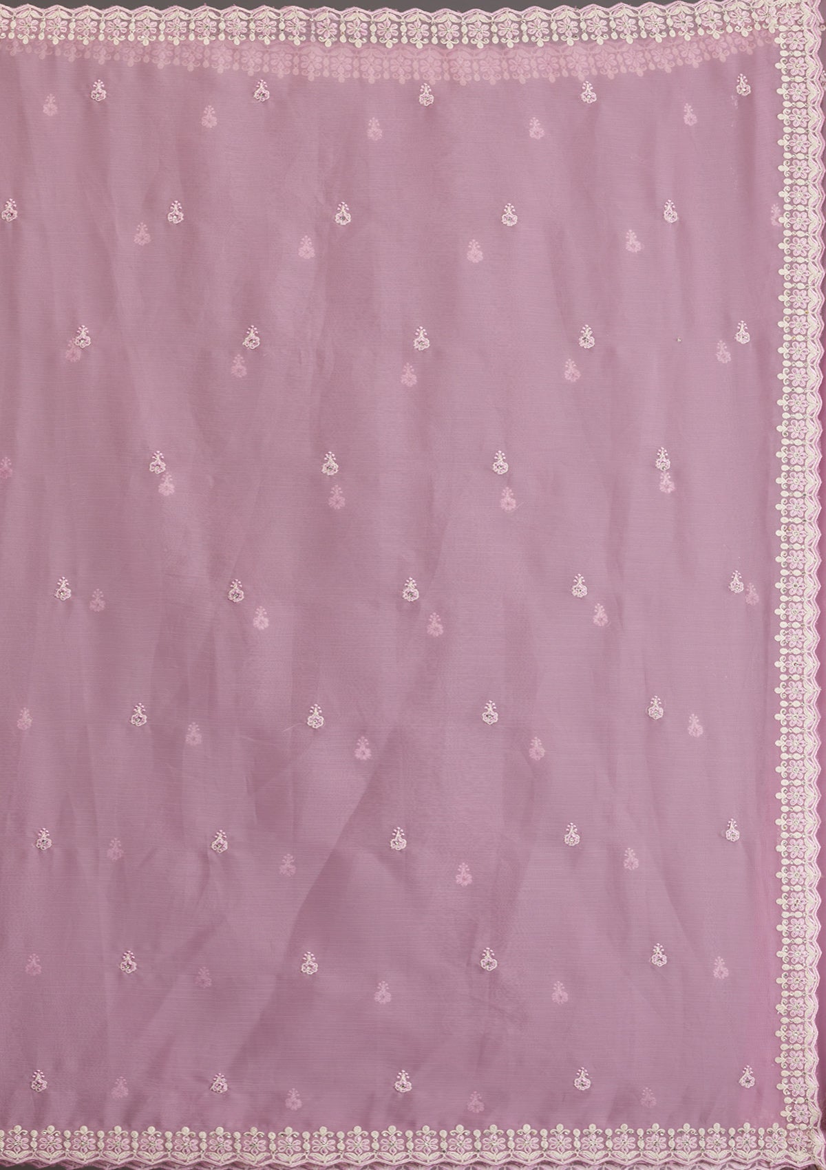 Lavender Silver Stonework Tissue Saree-Koskii