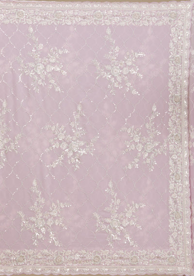 Lavender Threadwork Chiffon Saree-Koskii