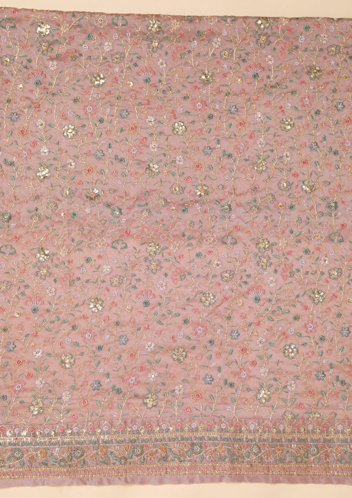 Lavender Threadwork Georgette Unstitched Salwar Suit-Koskii