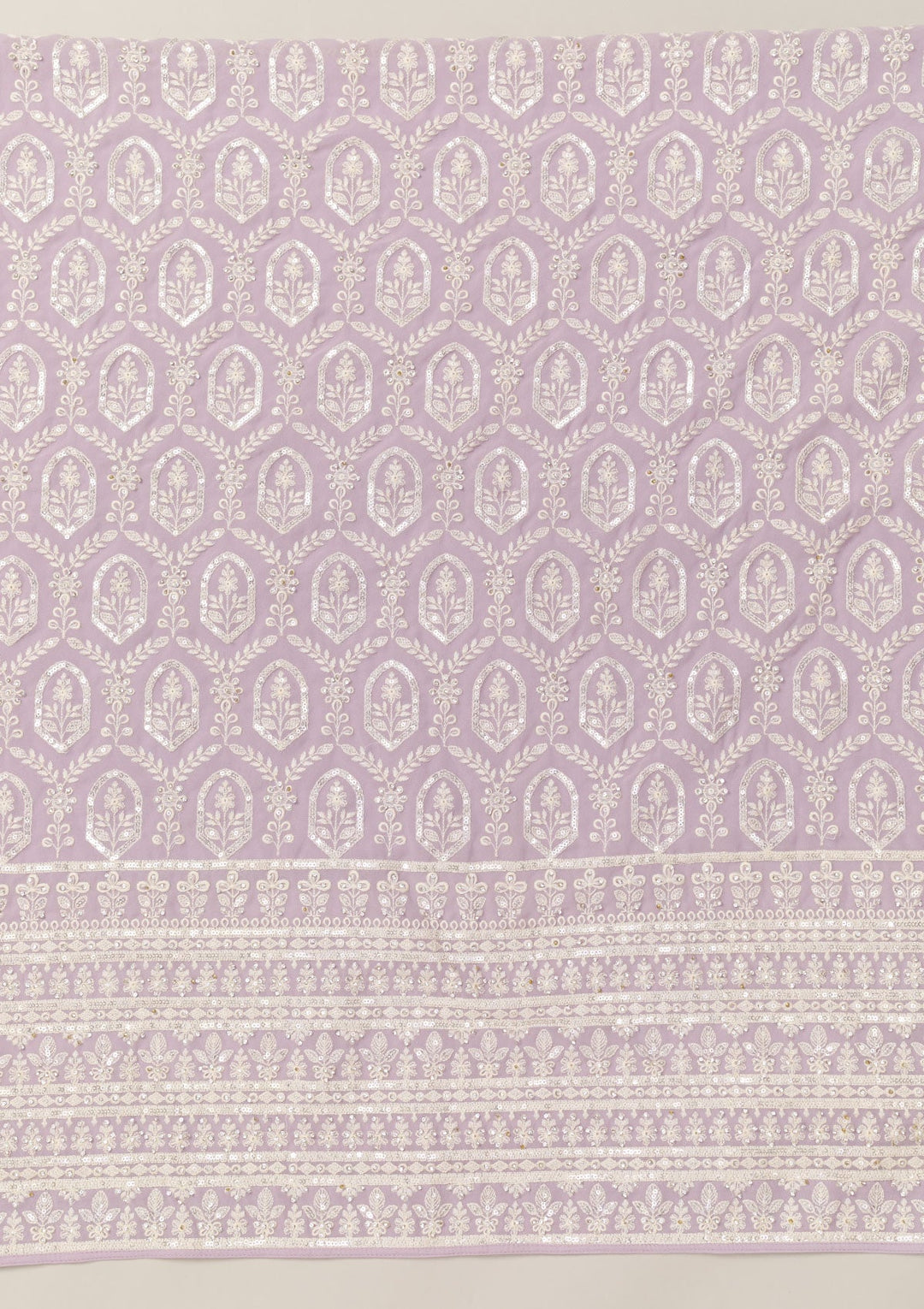 Lavender Threadwork Georgette Unstitched Salwar Suit-Koskii