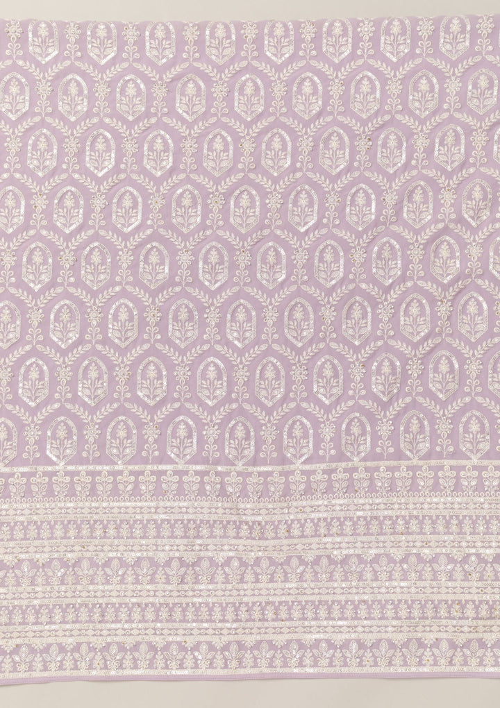 Lavender Threadwork Georgette Unstitched Salwar Suit-Koskii
