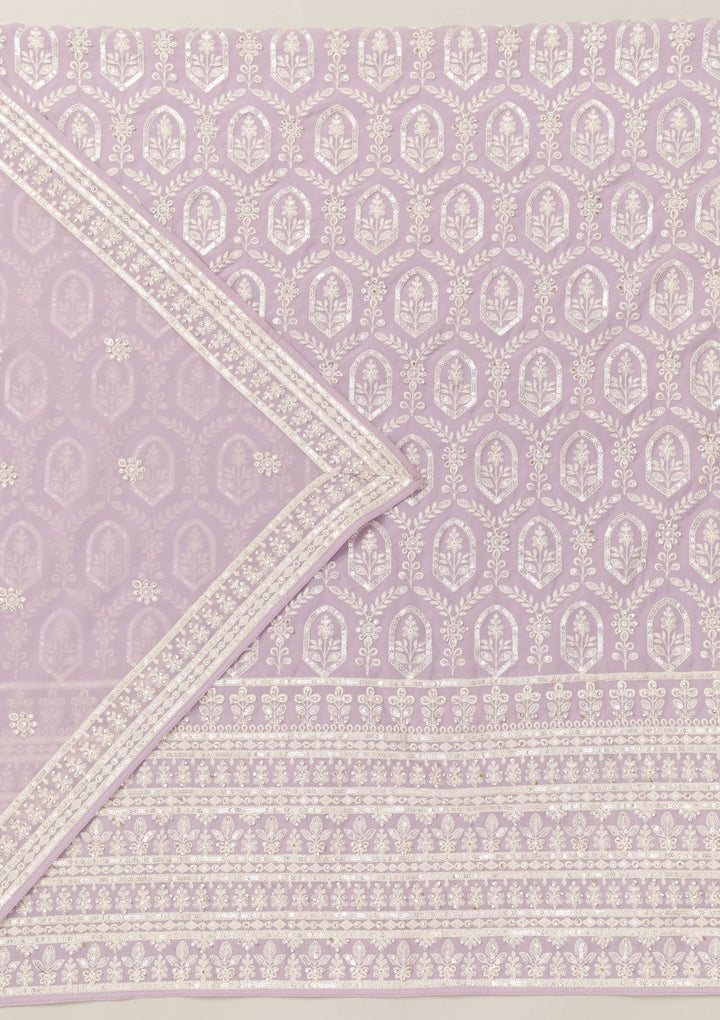 Lavender Threadwork Georgette Unstitched Salwar Suit-Koskii