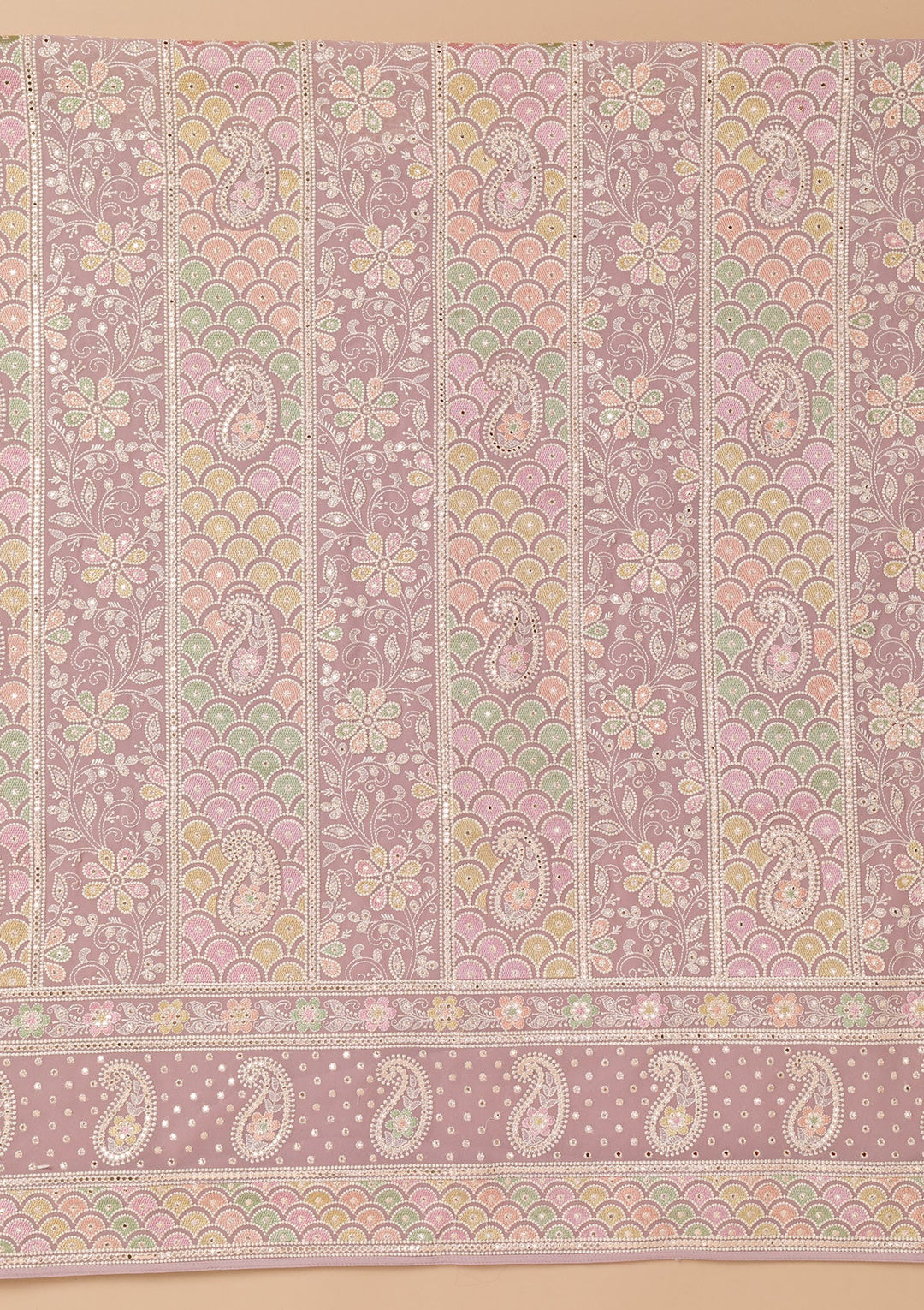 Lavender Threadwork Georgette Unstitched Salwar Suit-Koskii