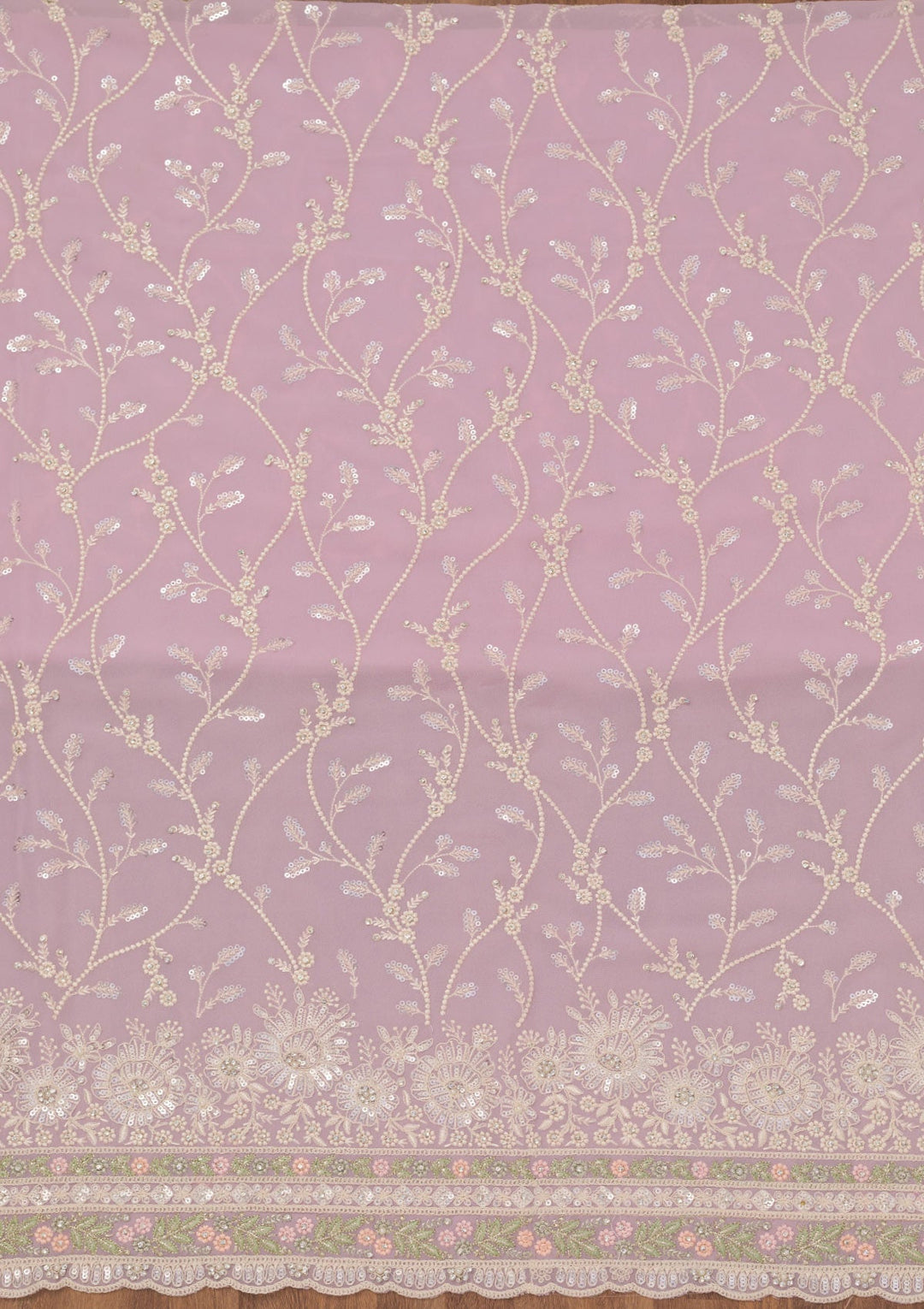 Pink Sequins Georgette Unstitched Salwar Suit-Koskii