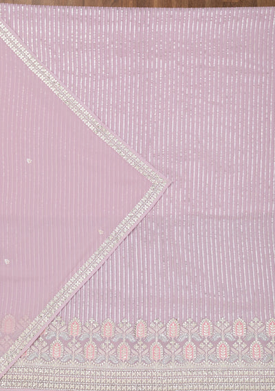 Lavender Threadwork Georgette Unstitched Salwar Suit-Koskii