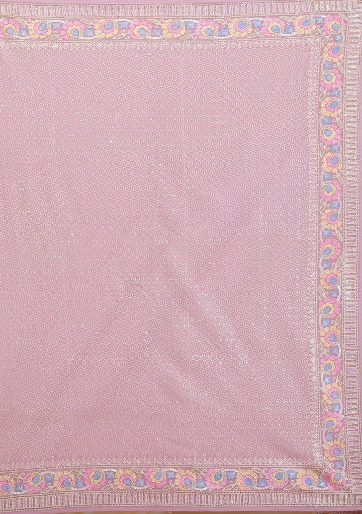 Lavender Threadwork Georgette Saree-Koskii