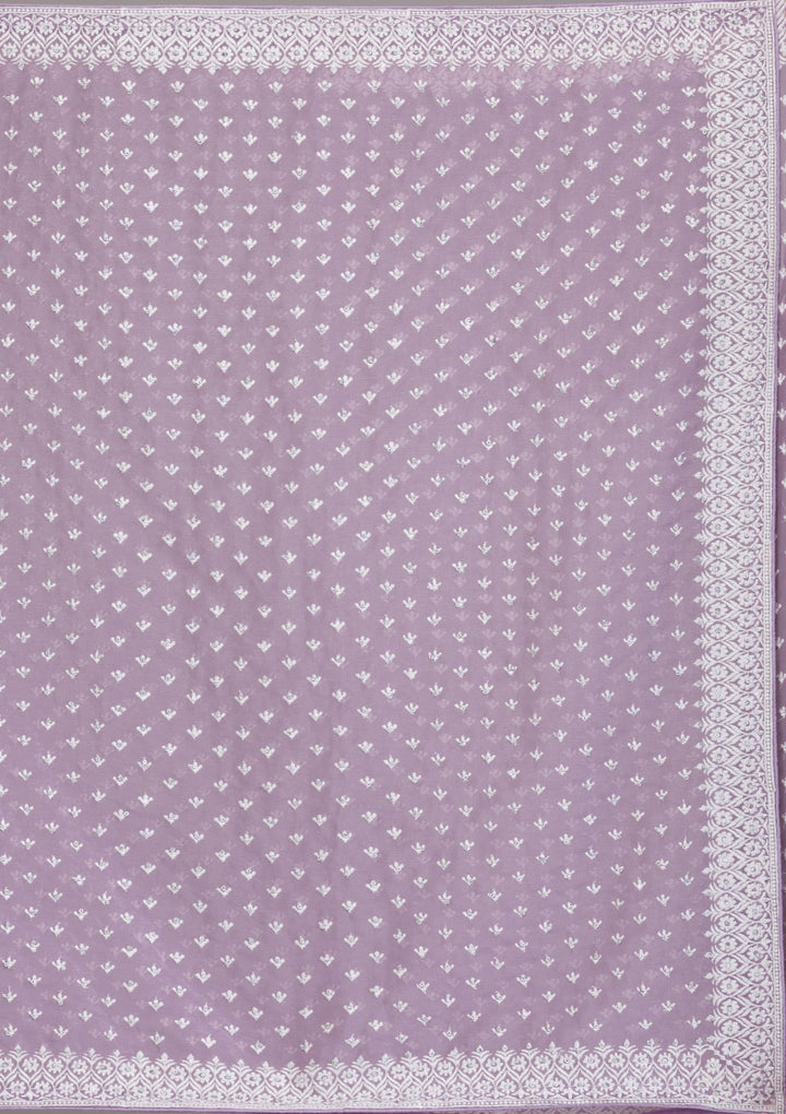 Lavender Threadwork Georgette Saree-Koskii