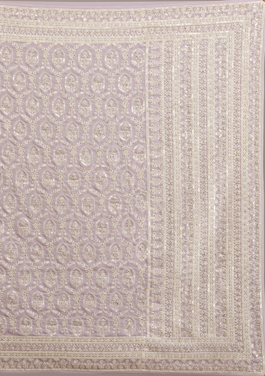 Lavender Threadwork Georgette Saree-Koskii