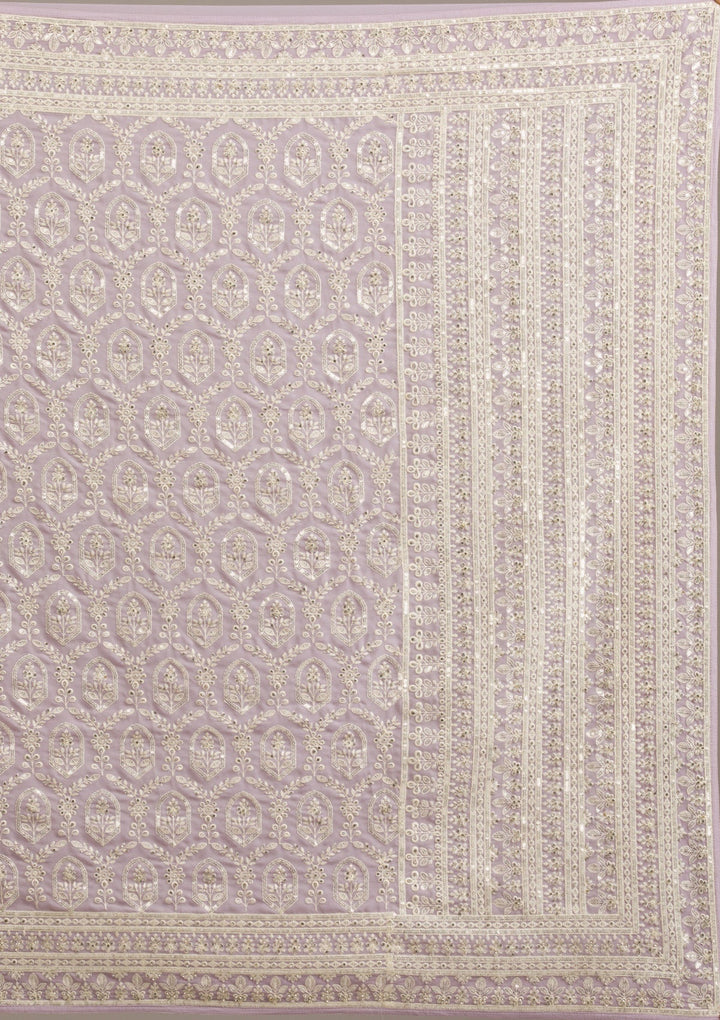 Lavender Threadwork Georgette Saree-Koskii