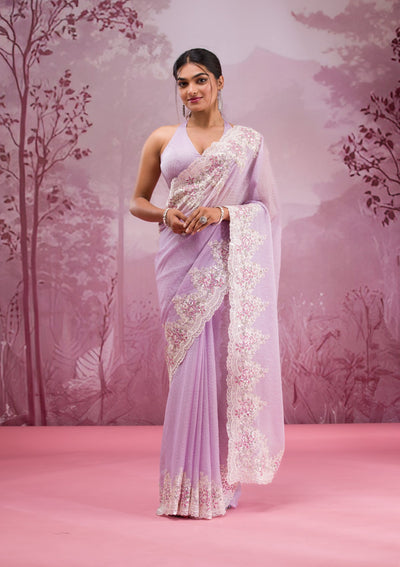 Lavender Threadwork Georgette Saree-Koskii