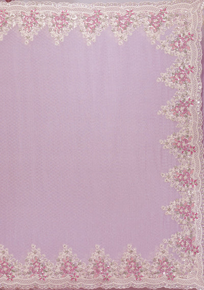 Lavender Threadwork Georgette Saree-Koskii