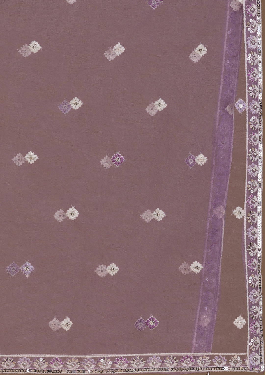 Lavender Threadwork Net Readymade Lehenga-Koskii