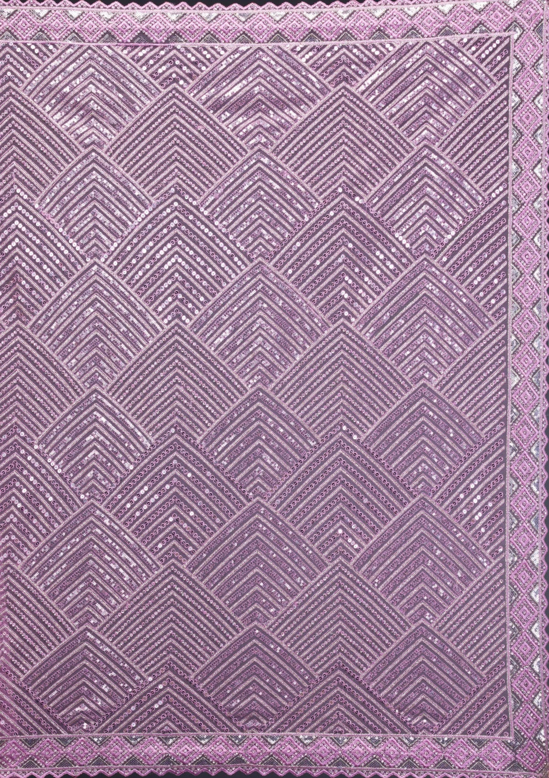 Lavender Threadwork Net Saree-Koskii