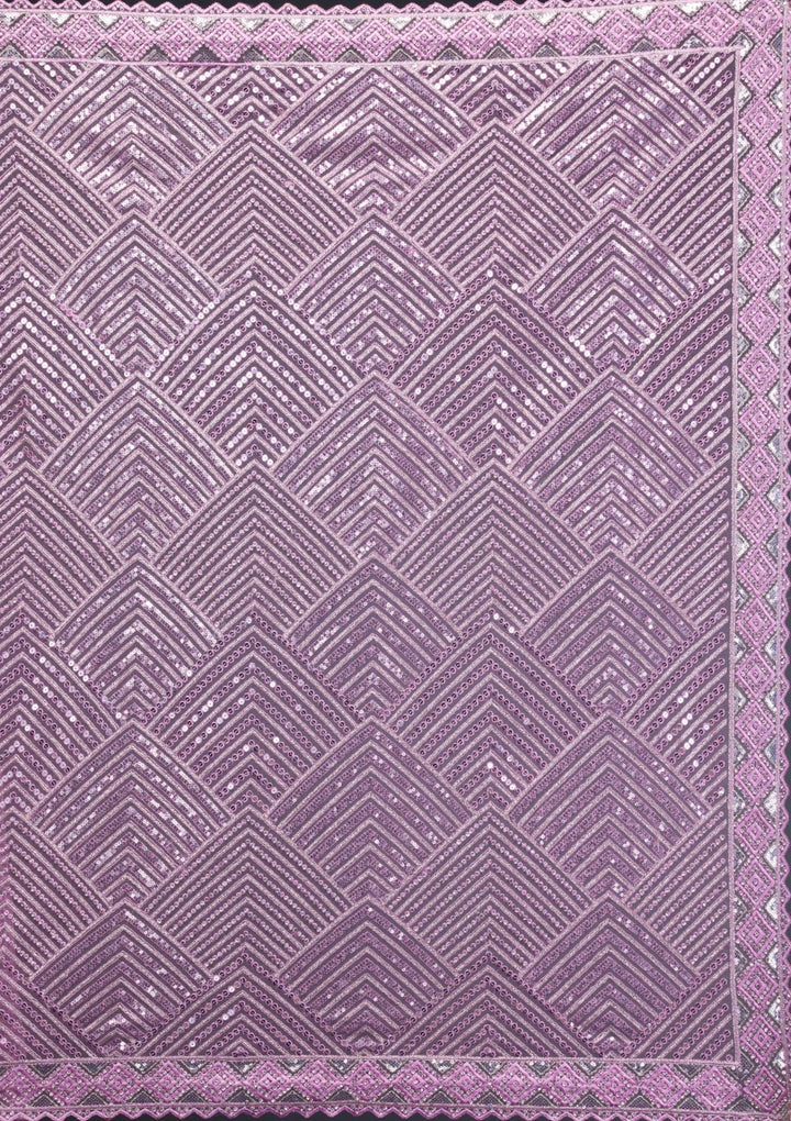 Lavender Threadwork Net Saree-Koskii
