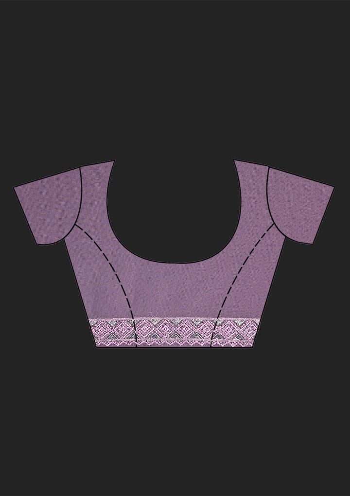 Lavender Threadwork Net Saree-Koskii